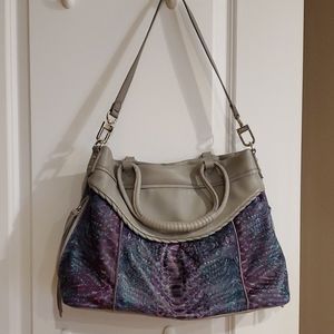 Snakeprint leather satchel